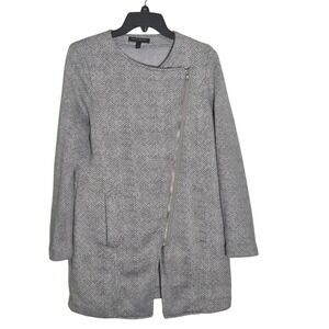 Banana Republic Herringbone Knit Open Front Asymmetrical Zip Jacket Coat, Small